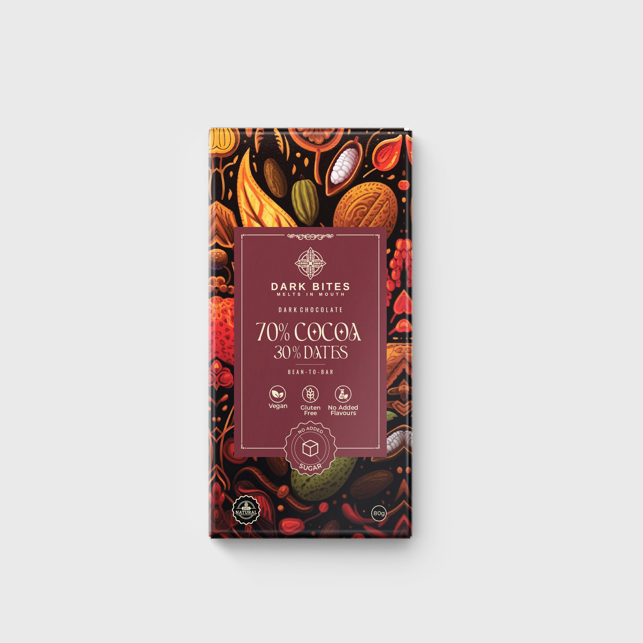 Dark Bites 70% Cocoa Dark Chocolate with Dates | Vegan, Gluten-Free, Bean-to-Bar